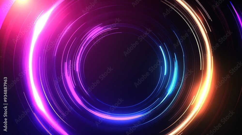 Neon Vortex: A mesmerizing swirl of vibrant neon light streaks against a dark backdrop, creating a hypnotic and futuristic portal.