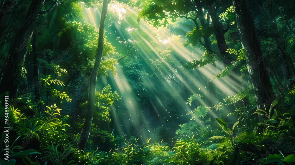 Sunlight Streaming Through Dense Forest Canopy Sunlight Streaming Through Dense Forest Canopy