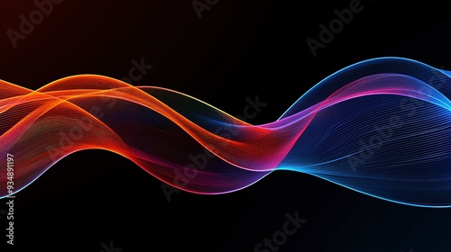 Chromatic Currents: A mesmerizing dance of vibrant red and blue light trails, swirling and flowing against a deep black backdrop. 