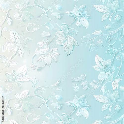 Wallpaper Mural A vector art background with a soft gradient from light blue to white, accented by delicate floral patterns subtly incorporated into the design. 8k UHD, suitable for high-quality printing or  Torontodigital.ca