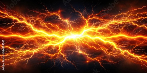 Abstract of fiery lightning on a background representing electric current