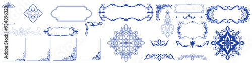 blue frame vintage lines classic text box Abstract lines for decorating books and cards. Graphic elements