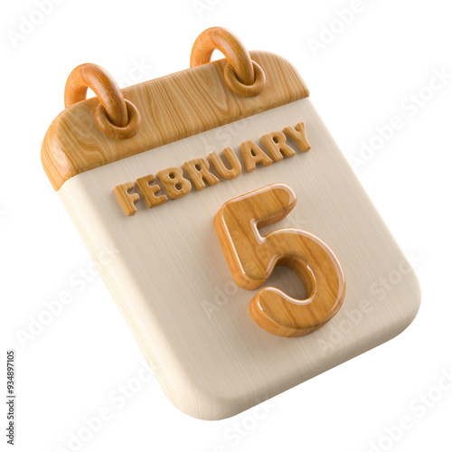 5th February Calendar Wooden photo