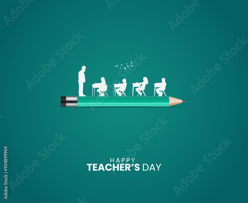Happy Teacher's day creative concept vector illustration. Creative teacher's day education concept. design for banner, poster.