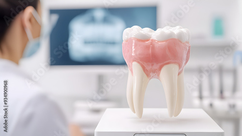 Detailed Dental Tooth Model Displayed in Dental Clinic for Healthcare and Medical Education