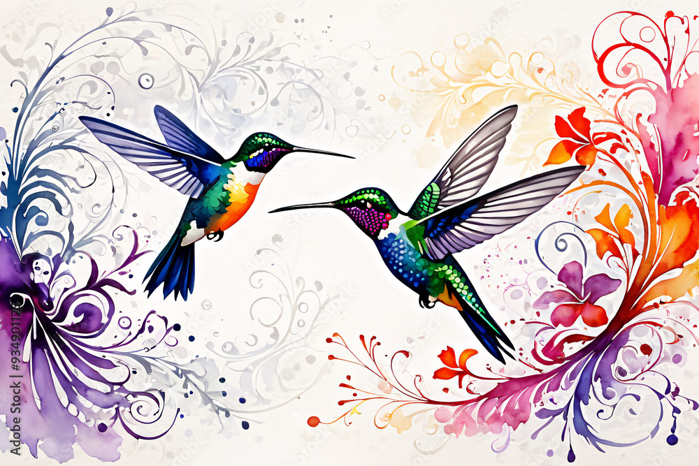 Obraz premium hummingbird and flowers