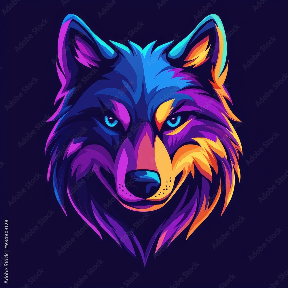 Vibrant geometric wolf head illustration Vibrant geometric wolf head illustration