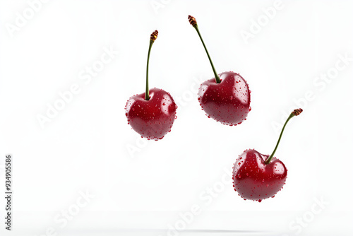 Fresh cherries on a white background