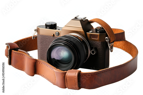 Camera with Photography Accessories for Creative Imaging, Isolated on White, Transparent Background,