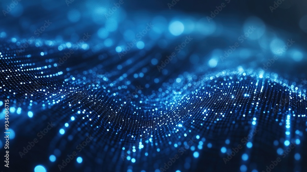 Binary data stream in blue, representing the flow of digital information in a technology background Binary data stream in blue, representing the flow of digital information in a technology background