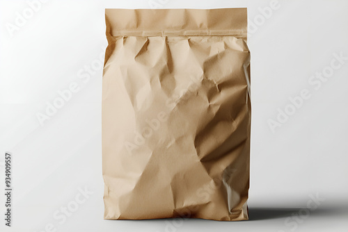 Blank Kraft Paper Packaging Bag Isolated on White Background