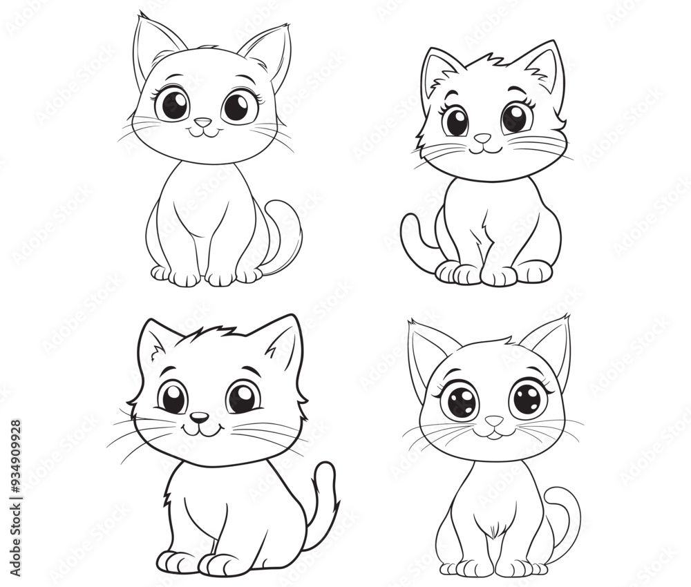 Outline of Cute Cat silhouette vector illustration Outline of Cute Cat silhouette vector illustration