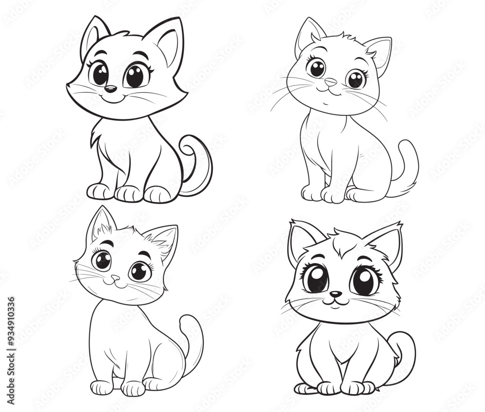 Outline of Cute Cat silhouette vector illustration Outline of Cute Cat silhouette vector illustration