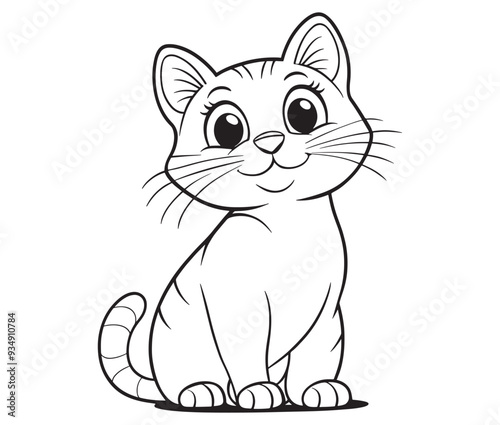 Outline of Cute Cat silhouette vector illustration 