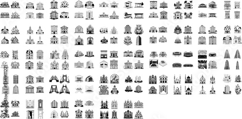 building, vector about building, types of building, building icon sheet