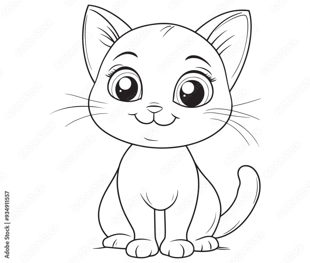Outline of Cute Cat silhouette vector illustration Outline of Cute Cat silhouette vector illustration