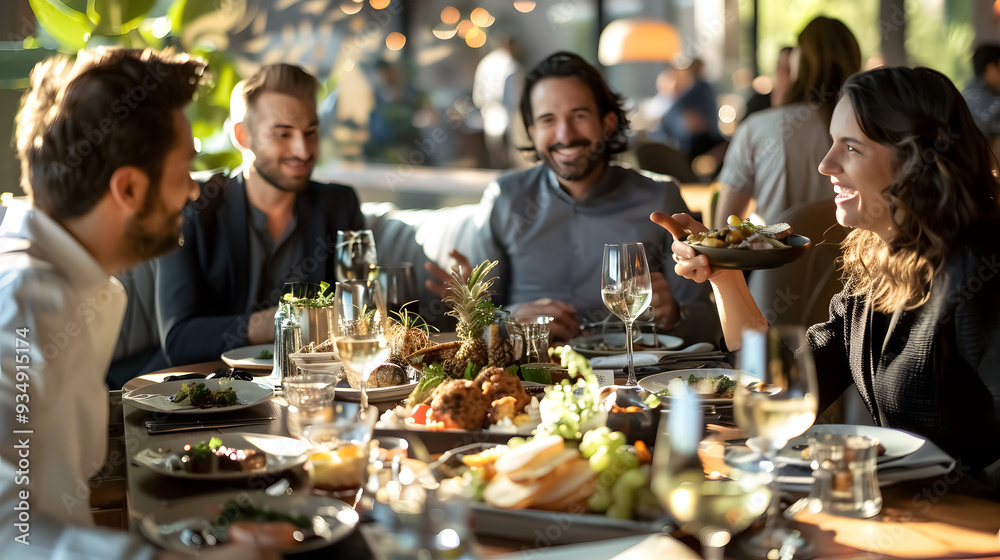A casual catering discussion among colleagues. A casual catering discussion among colleagues.