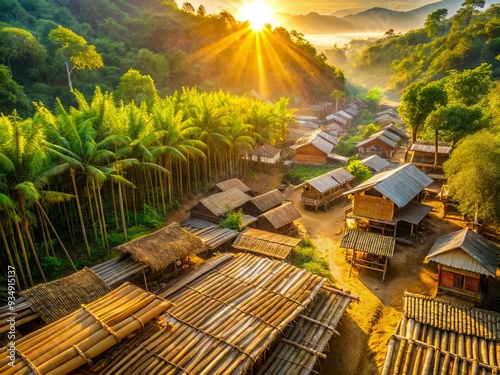 Bamboo reforestation community-based social impact locally sourced vernacular regional textures earthy tones warm sunny mid-day soft shadows hope stories grassroots empowerment collective photo