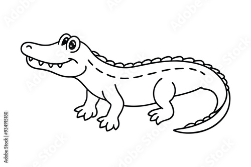 alligator silhouette image line art vector Design