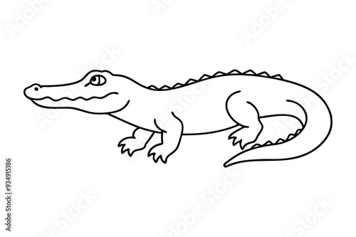 alligator silhouette image line art vector Design