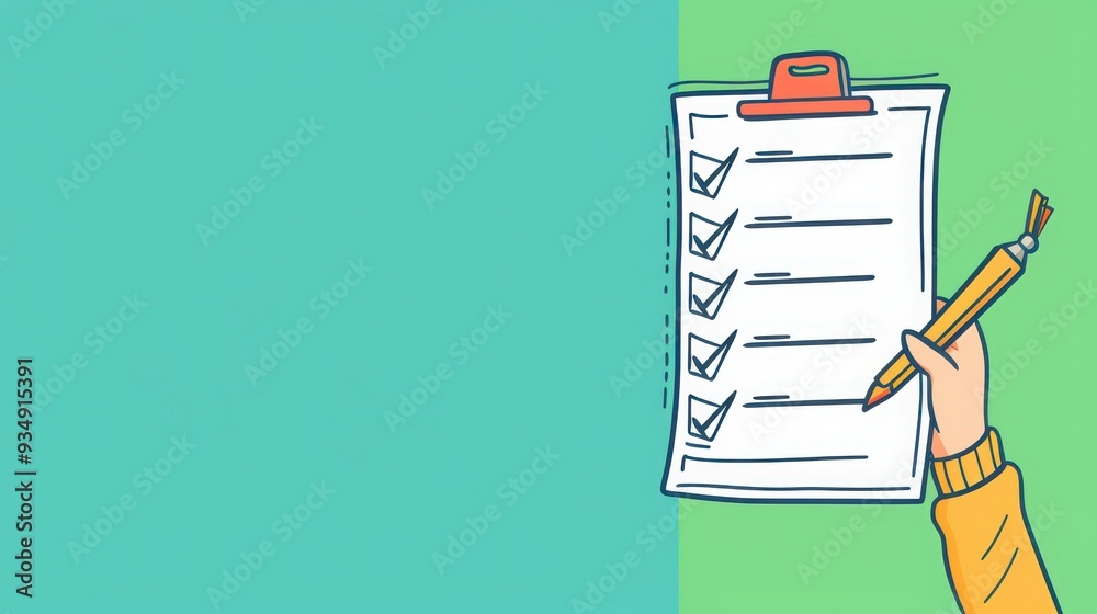 Fototapeta premium Quality Compliance: A hand holding a checklist marked with compliance ticks.