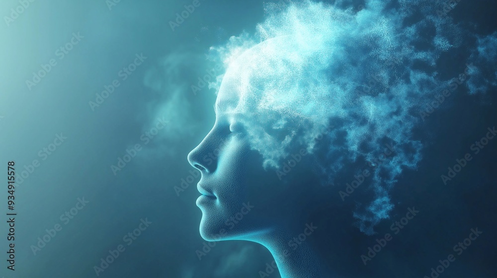 mind power and self-development concept in psychology with blue background and copy space for creative thinking mind power and self-development concept in psychology with blue background and copy space for creative thinking