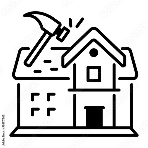 A line style icon of home renovation 