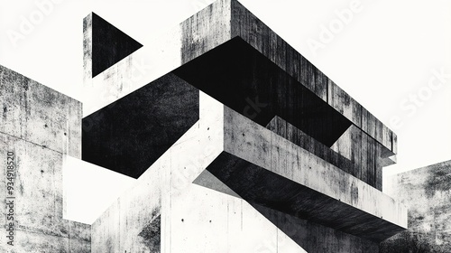 Abstract Concrete Architecture: A stark, black and white image showcasing the geometric beauty of a modern concrete structure. 