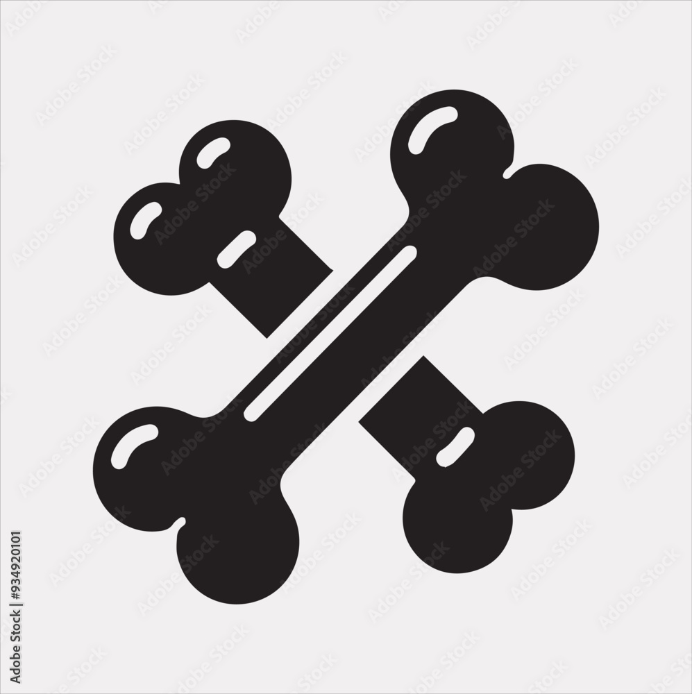 bone icon Vector silhouette illustration icon on a white background bone icon Vector silhouette illustration icon on a white background