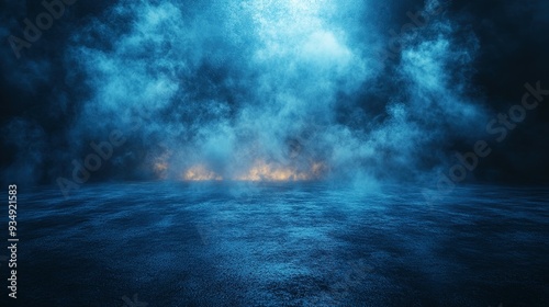 Blue Smoke and Light on a Dark Surface