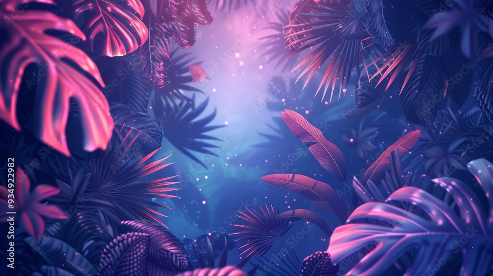 A stylish frame illustration with neon glowing effects and tropical leaf silhouettes, perfect for adding a modern and vibrant touch to designs. A stylish frame illustration with neon glowing effects and tropical leaf silhouettes, perfect for adding a modern and vibrant touch to designs.