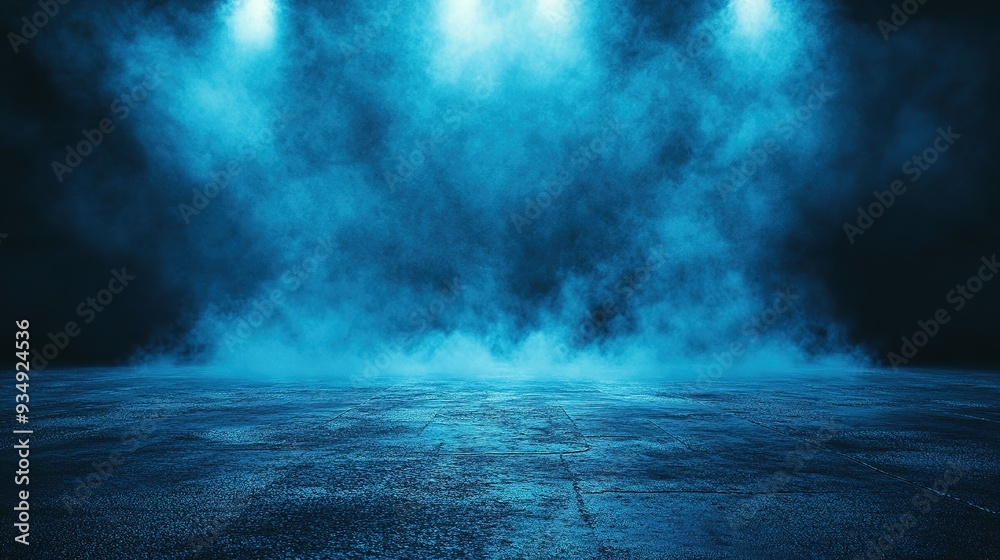 Blue Smoke and Light on a Concrete Floor Blue Smoke and Light on a Concrete Floor