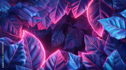 A border of neon lights shaped like leaves creates a futuristic and vibrant frame for your content. Perfect for projects that need a bold and energetic aesthetic.