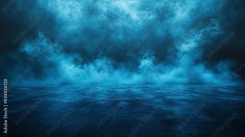 Abstract Blue Smoke and Rippled Surface Abstract Blue Smoke and Rippled Surface