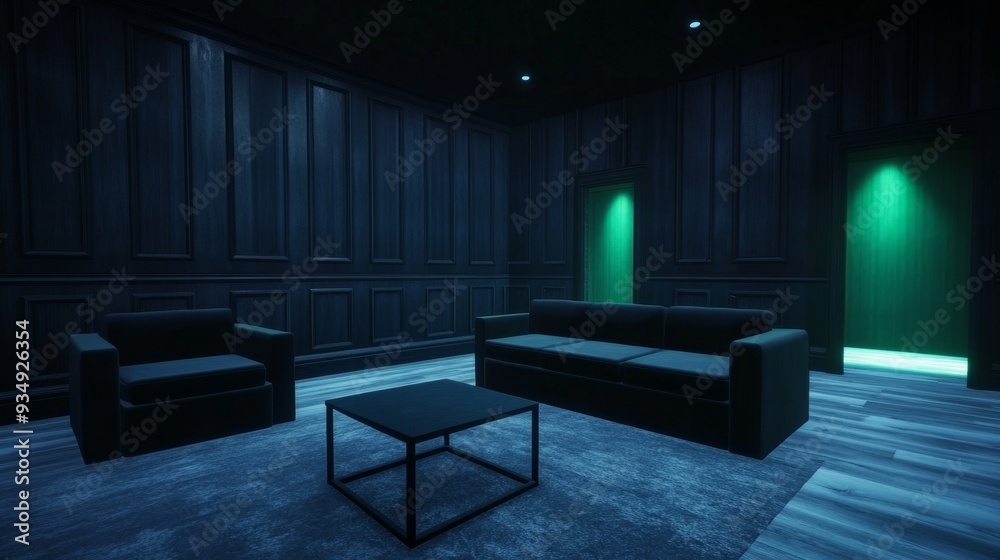 Fototapeta premium Modern Haunted Mansion: A Blend of Contemporary Furniture and Spooky Elegance