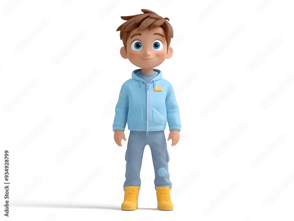 3D Animation of a Full Body Boy in a Web Developer Uniform Standing at the Center Isolated on a White Background with No Shadow 3D Animation of a Full Body Boy in a Web Developer Uniform Standing at the Center Isolated on a White Background with No Shadow