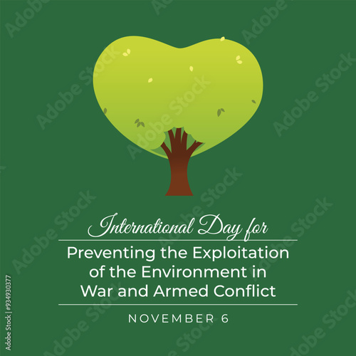 vector graphic of International Day for Preventing the Exploitation of the Environment in War and Armed Conflict celebration.