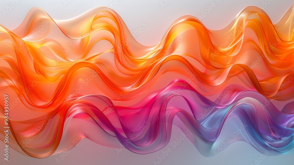 Colorful flowing abstract waves in vibrant hues of orange, pink, and blue against a light background Colorful flowing abstract waves in vibrant hues of orange, pink, and blue against a light background