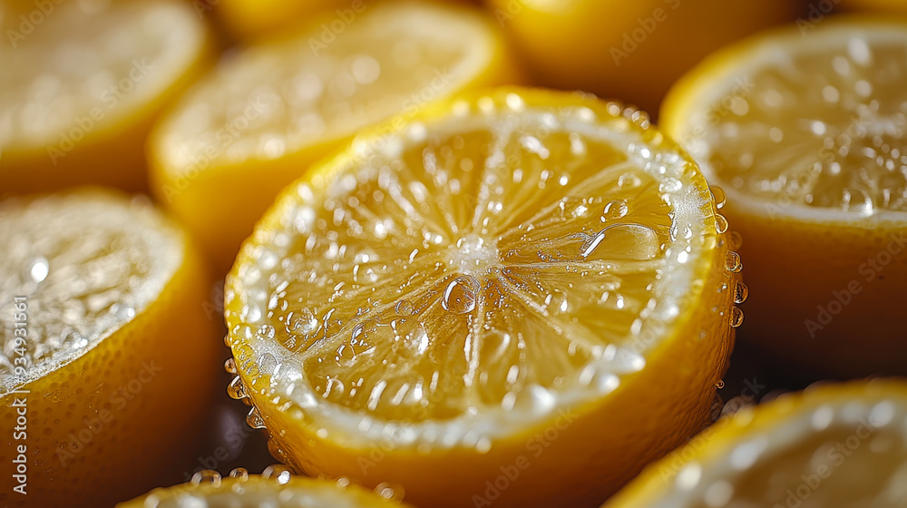 Overhead Close-Up of Fresh Lemons with Water Drops Highlighting Juiciness and Freshness Overhead Close-Up of Fresh Lemons with Water Drops Highlighting Juiciness and Freshness