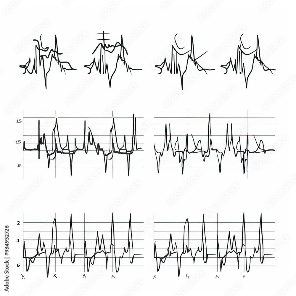 Fototapeta premium heart rhythm set, Electrocardiogram isolated on white background