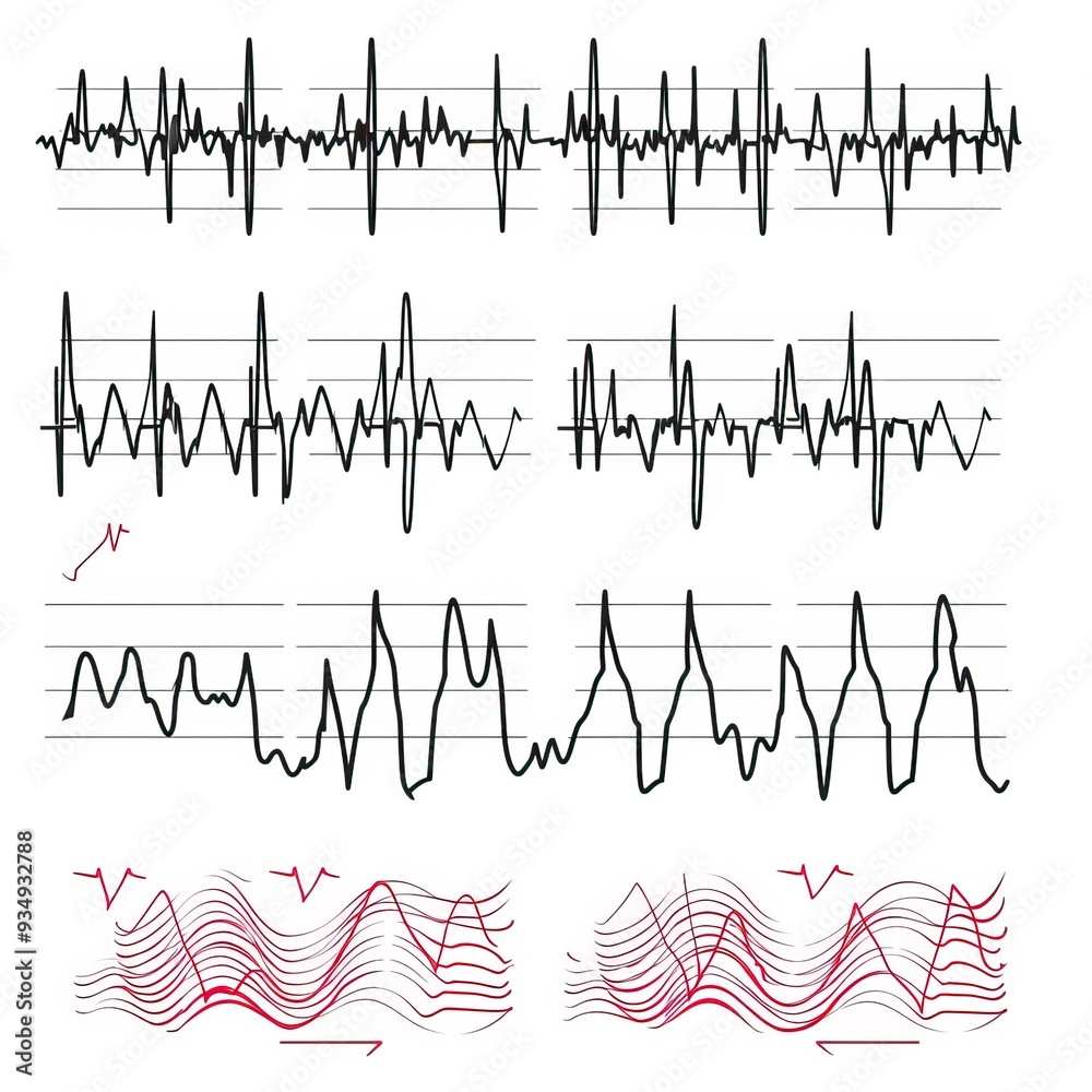 Fototapeta premium heart rhythm set, Electrocardiogram isolated on white background