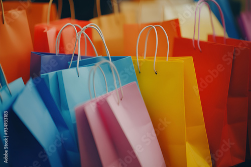 Vibrant and Colorful Boutique Bags Showcasing Fashionable Shopping Experience