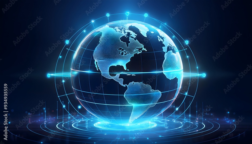 3D rendering of a digital illustration of Earth in space with a 3D ...