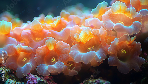 Beautiful underwater plant with vibrant pink flower blossom generated by AI