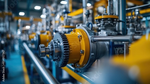 A close-up view of industrial equipment in a modern factory, showcasing high-tech machinery essential for production.