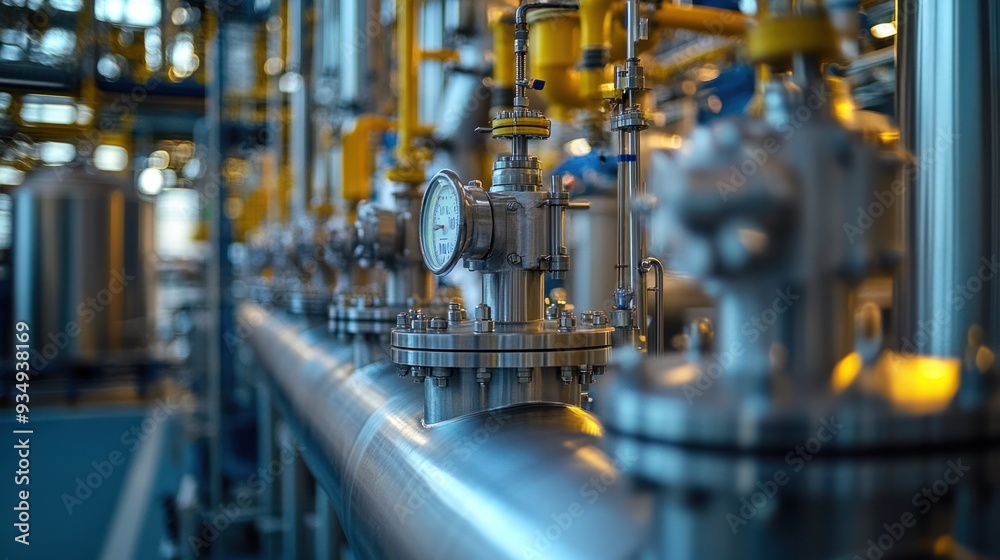 A complex industrial system inside a chemical plant Showing the advanced engineering required for manufacturing