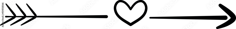 Minimalistic Heart and Arrow Illustration with Love Symbol Minimalistic Heart and Arrow Illustration with Love Symbol