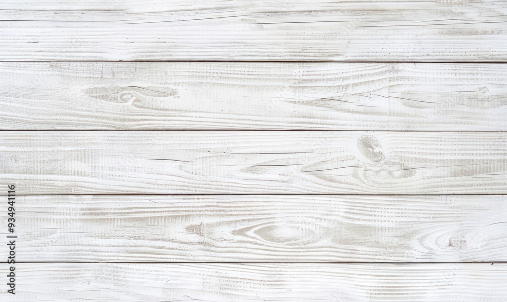 Naklejka premium Whitewashed wooden planks background. Top view of wood texture for design and print.