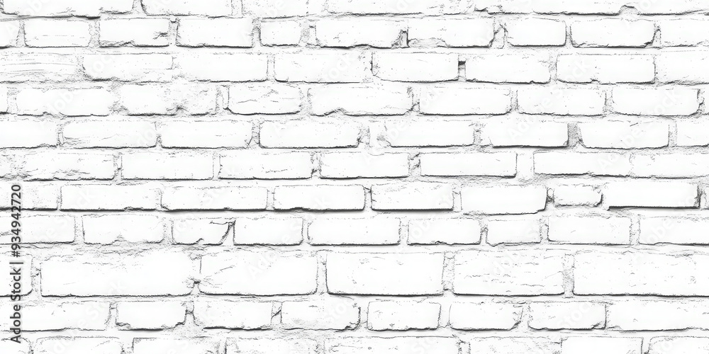 Obraz premium Whitewashed brick wall background texture with visible mortar and rough surface.