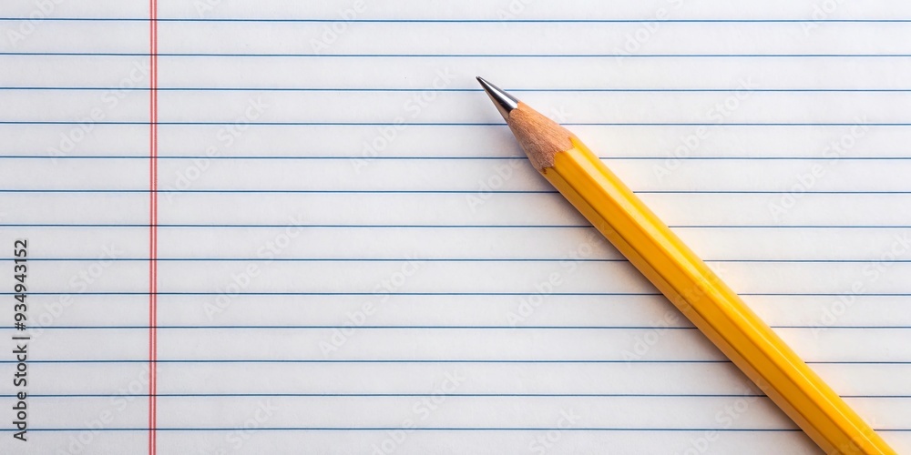 Ruled lined paper with pencil for school, education, writing, school supplies, organized, learning, study, homework Ruled lined paper with pencil for school, education, writing, school supplies, organized, learning, study, homework